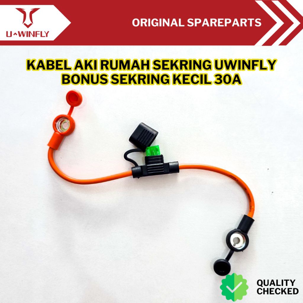 Kabel Aki Sekring Sepeda Listrik ORIGINAL Uwinfly BONUS FUSE Panjang 25cm