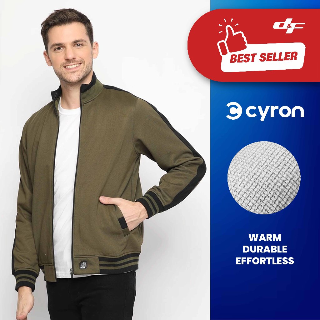 d&f CVC Jaket biker pria - Olive