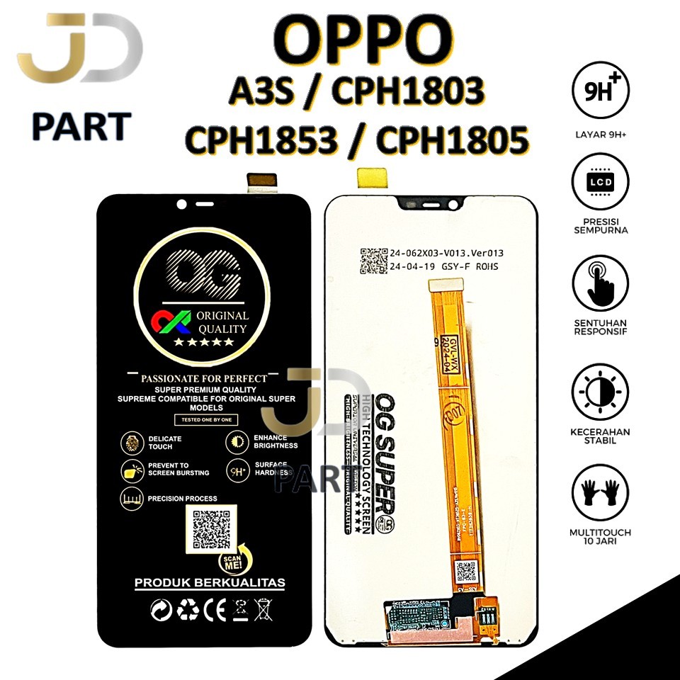 LCD TOUCHSCREEN OPPO A3S / CPH1803 / CPH1853 / CPH1805 COMPLETE FULLSET ORIGINAL 100%
