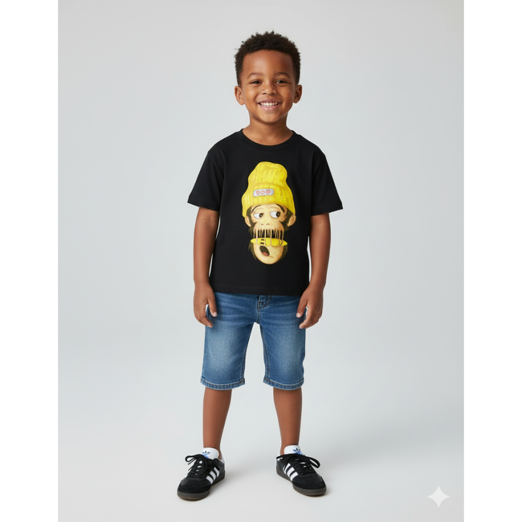 Kaos Anak Market Monkey Oversize Boxy Cotton Combed