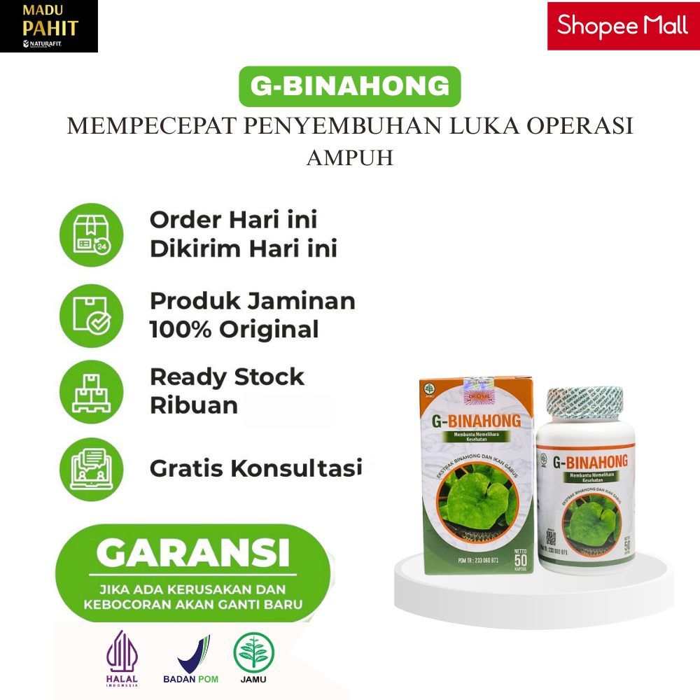 Kapsul G-Binahong -Ikan Gabus Plus Ekstrak Binahong Obat Luka Pasca Operasi Reaksi Cepat
