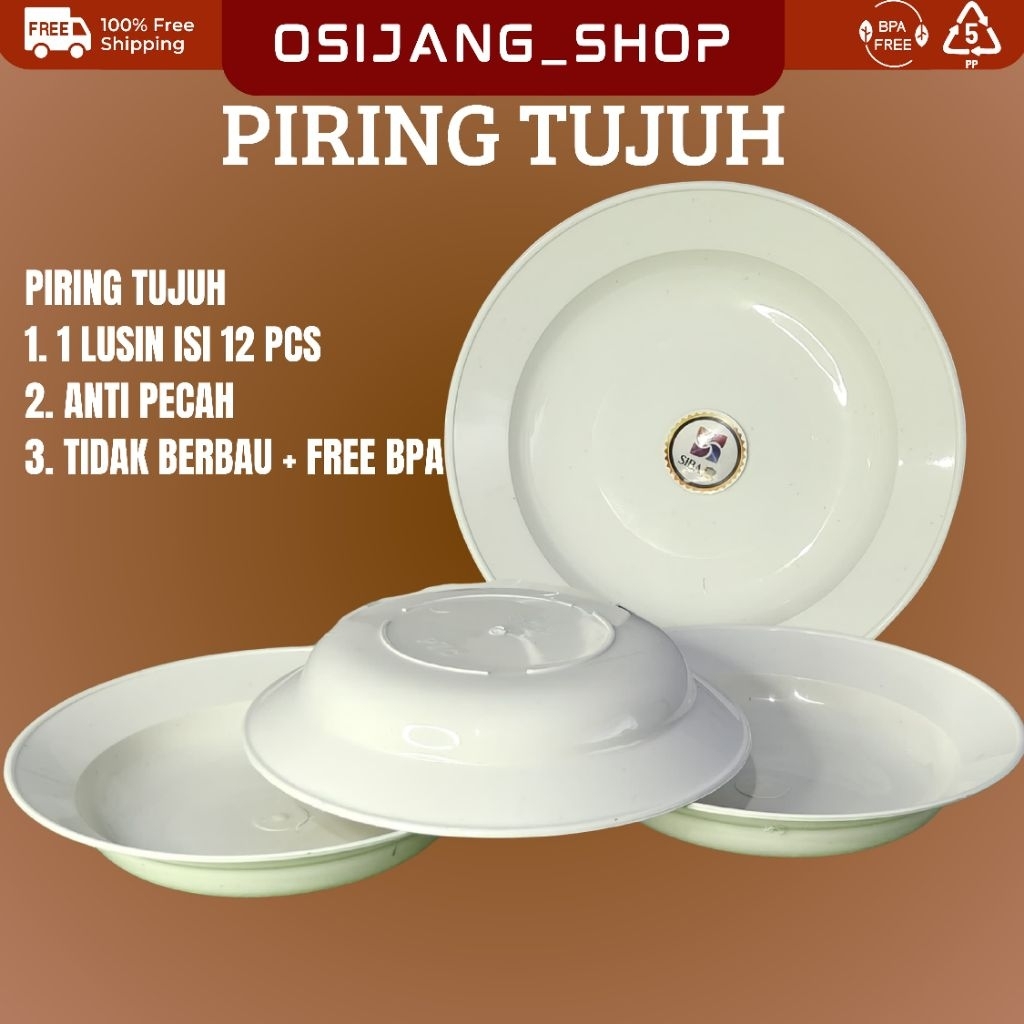 PIRING MAKAN PLASTIK TUJUH [1 LUSIN] FOOD GRADE WARNA PUTIH
