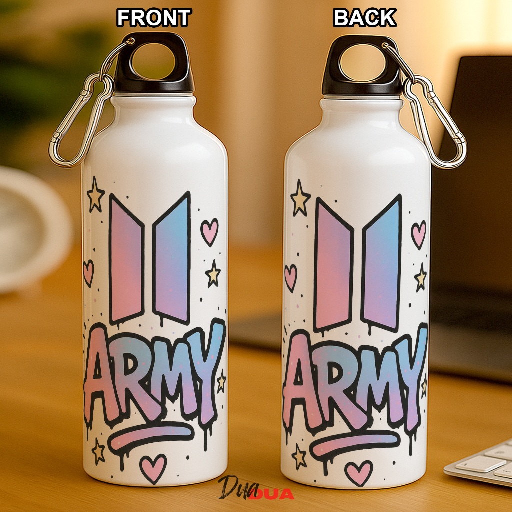 BTS ARMY Sport Bottle - K-Pop Edition BTS ARMY Logo Hadiah Tumbler Kolseksi Souvenir Kado