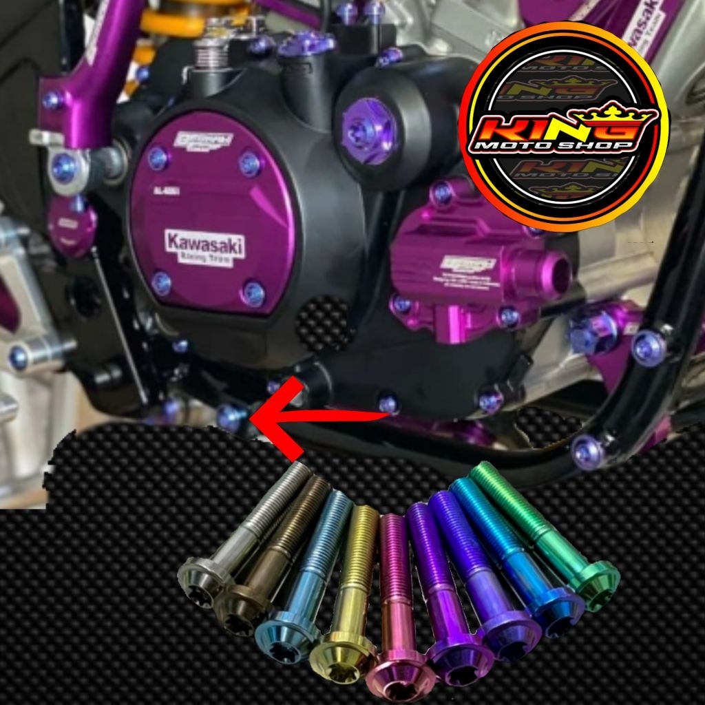 baut pembuangan oli titanium ninja r ninja rr ss original titanium gr5