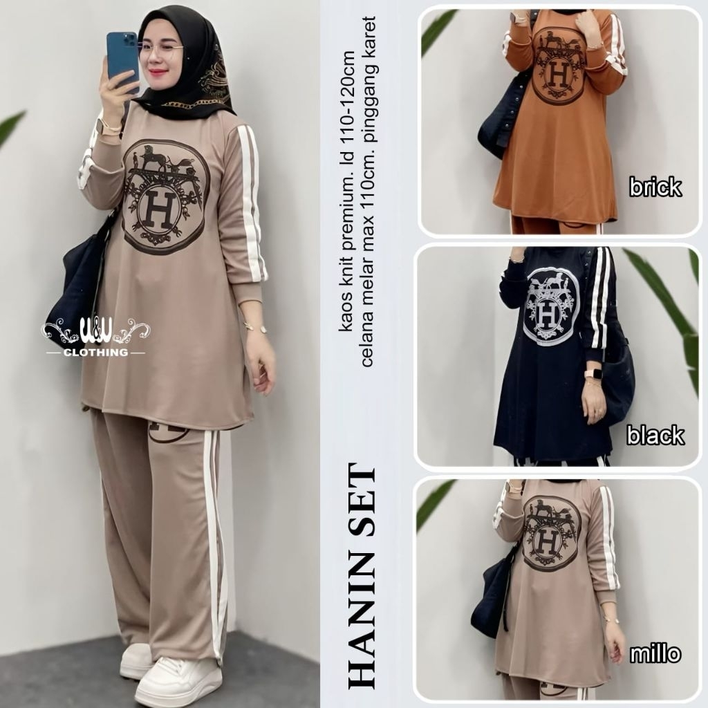 SETELAN BLOUSE TUNIK JUMBO/HANIN/ONESET BLOUSE TUNIK KAOS KNIT PREMIUM JUMBO LD 120 CM FIT XXL