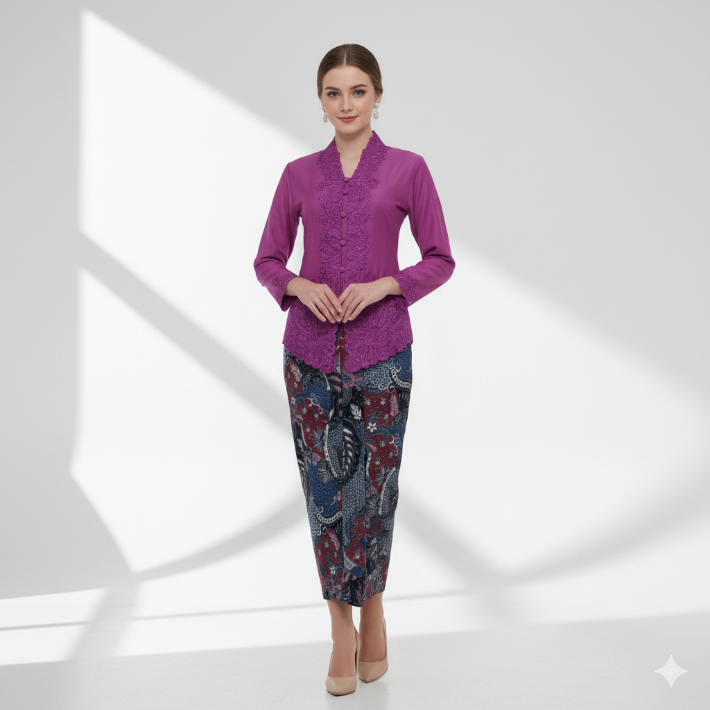 Kebaya Encim Bordir Ungu Violet Senada 670