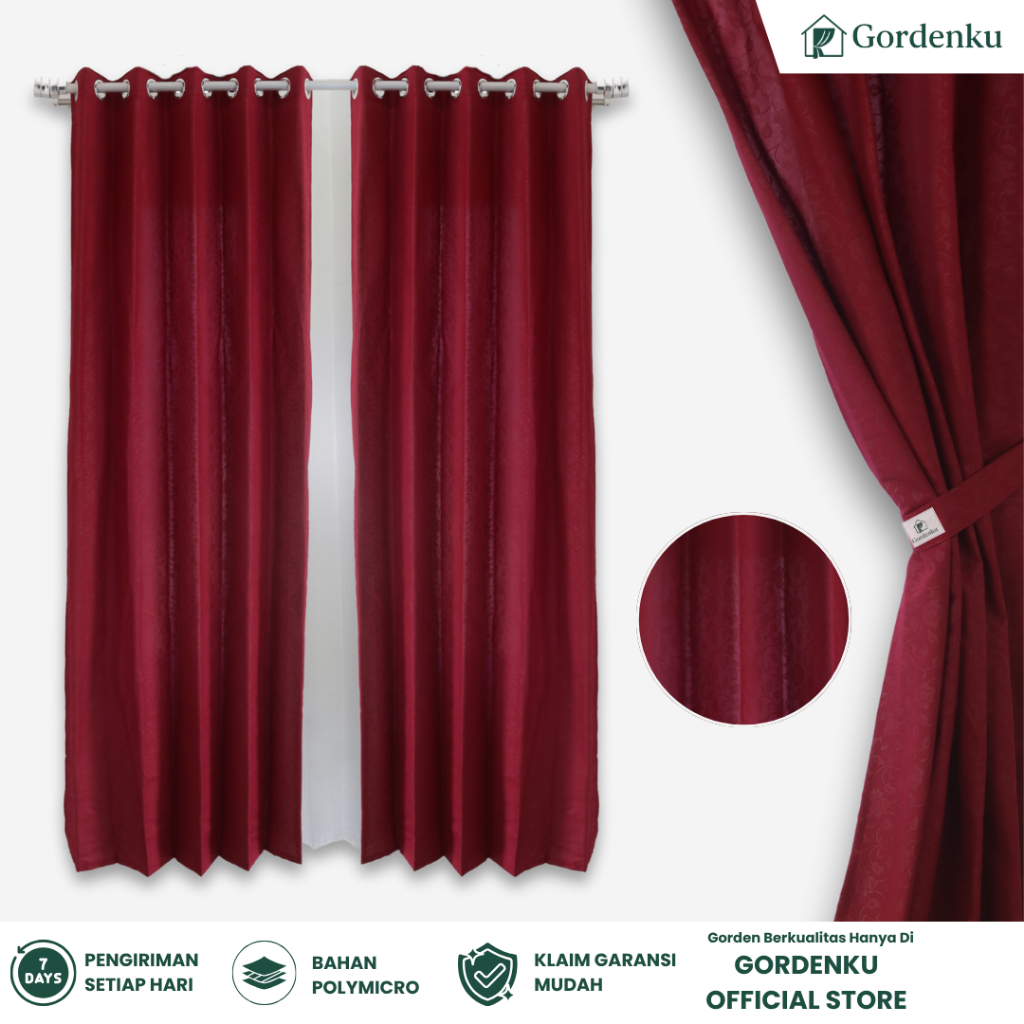 Gordenku - Gorden Bahan Polymicro Disperse 5 Gelombang Merah Marun