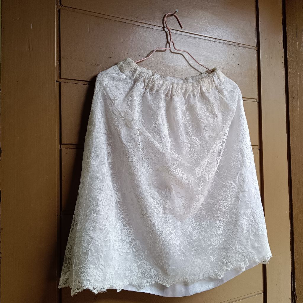 Rok Putih Brukat Rok Anak Perempuan Remaja