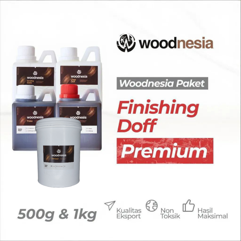 Woodnesia Paket Finishing Doff Premium 500gr | Premium All-in-One Doff | Politur, Poles, Sealer & Cl