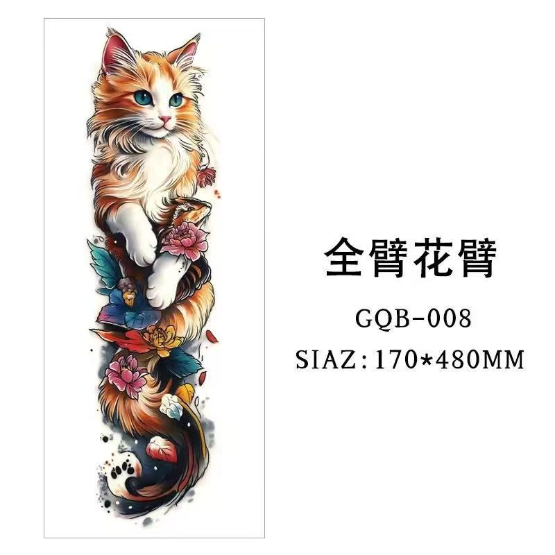 Stiker Tatto temporer gambar kucing full lengan tangan tahan 7 sampai 14 hari