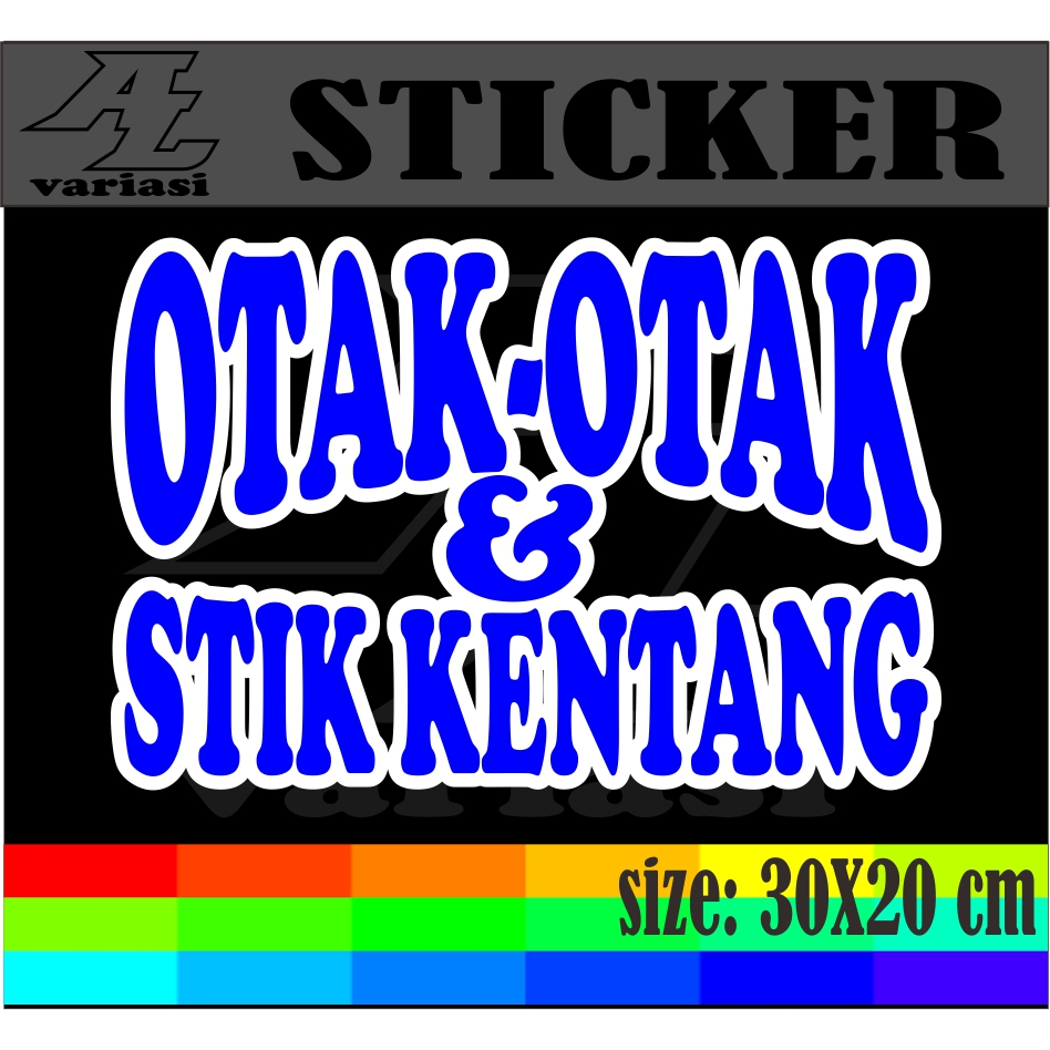Stiker Tempelan Nama Jualan Otak-Otak & Stik Kentang Model Dobel Warna Ukuran 30x20 cm