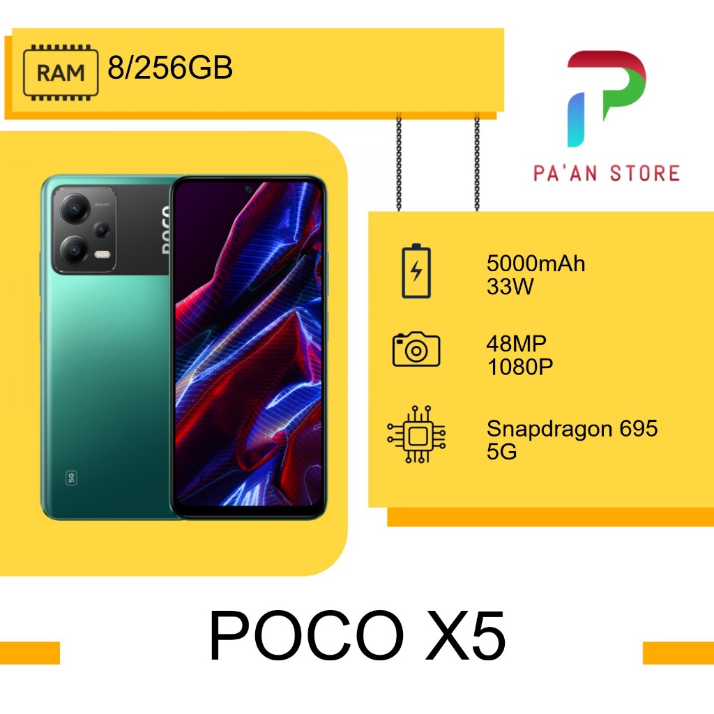 XIAOMI POCO X5 RAM 6/128GB, 8/256GB - GARANSI RESMI - FREE AKSESORIS - HANDPHONE - SMARTPHONE