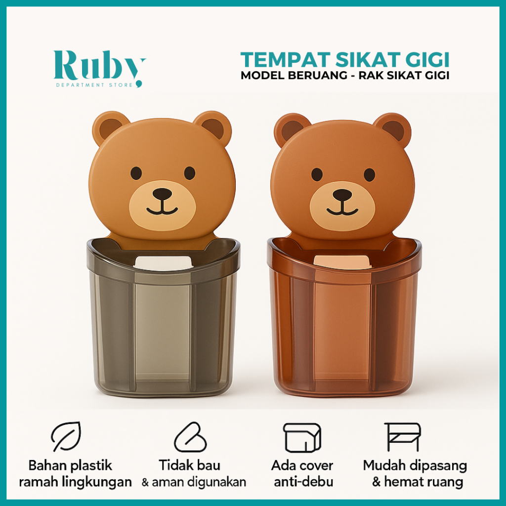 Rak Tempel Tempat Odol dan Sikat Gigi Kamar Mandi / Wadah Penyimpanan Pasta Sikat Gigi Anak Dewasa