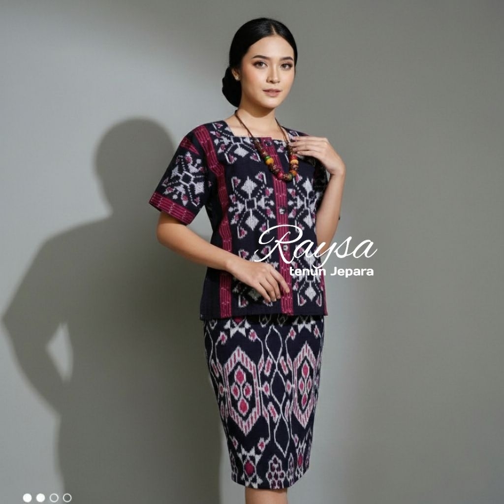 baju tenun seragam kantor baju_setelan rok blouse