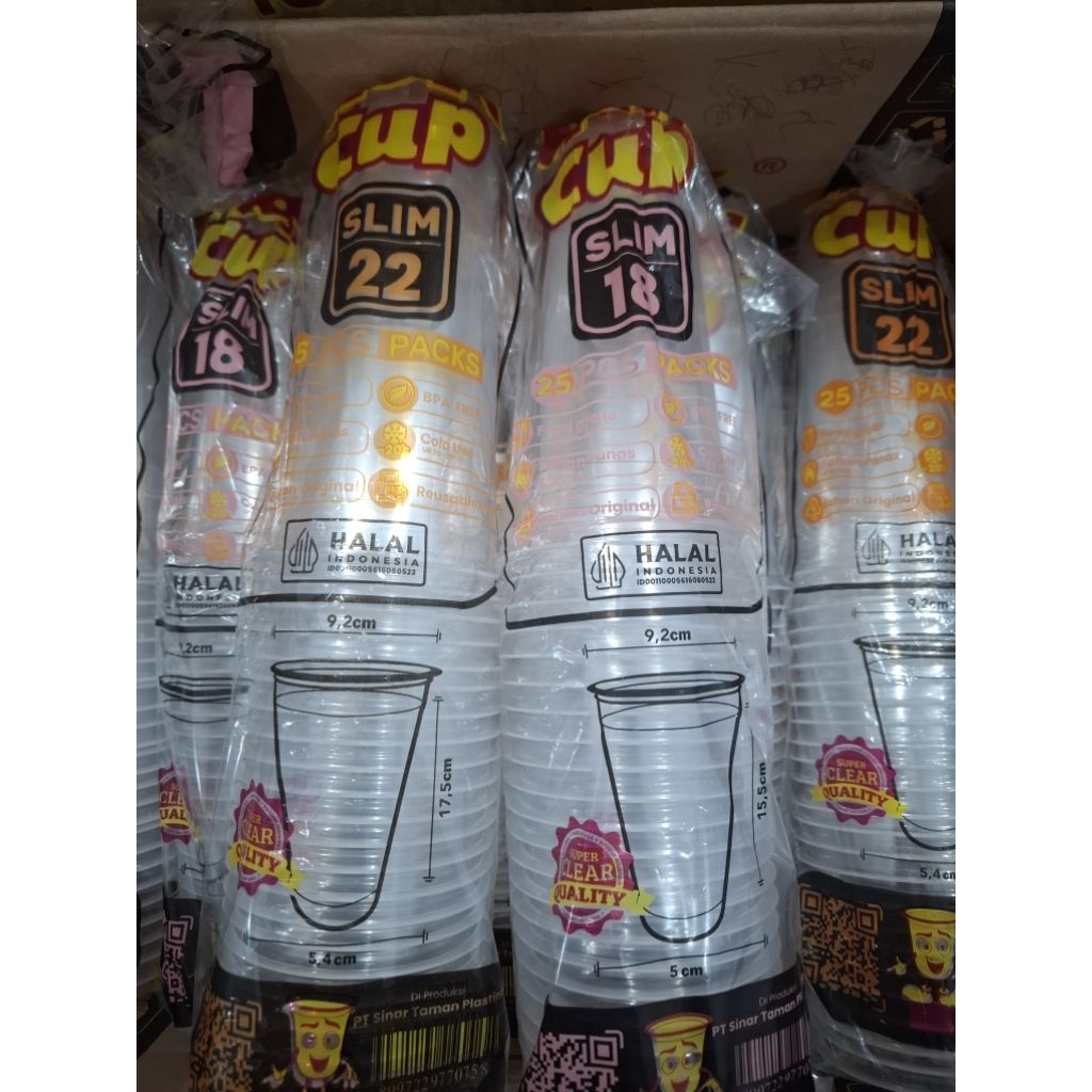 HOK GELAS/CUP 18 OZ SLIM / 22 OZ SLIM isi 25 pcs