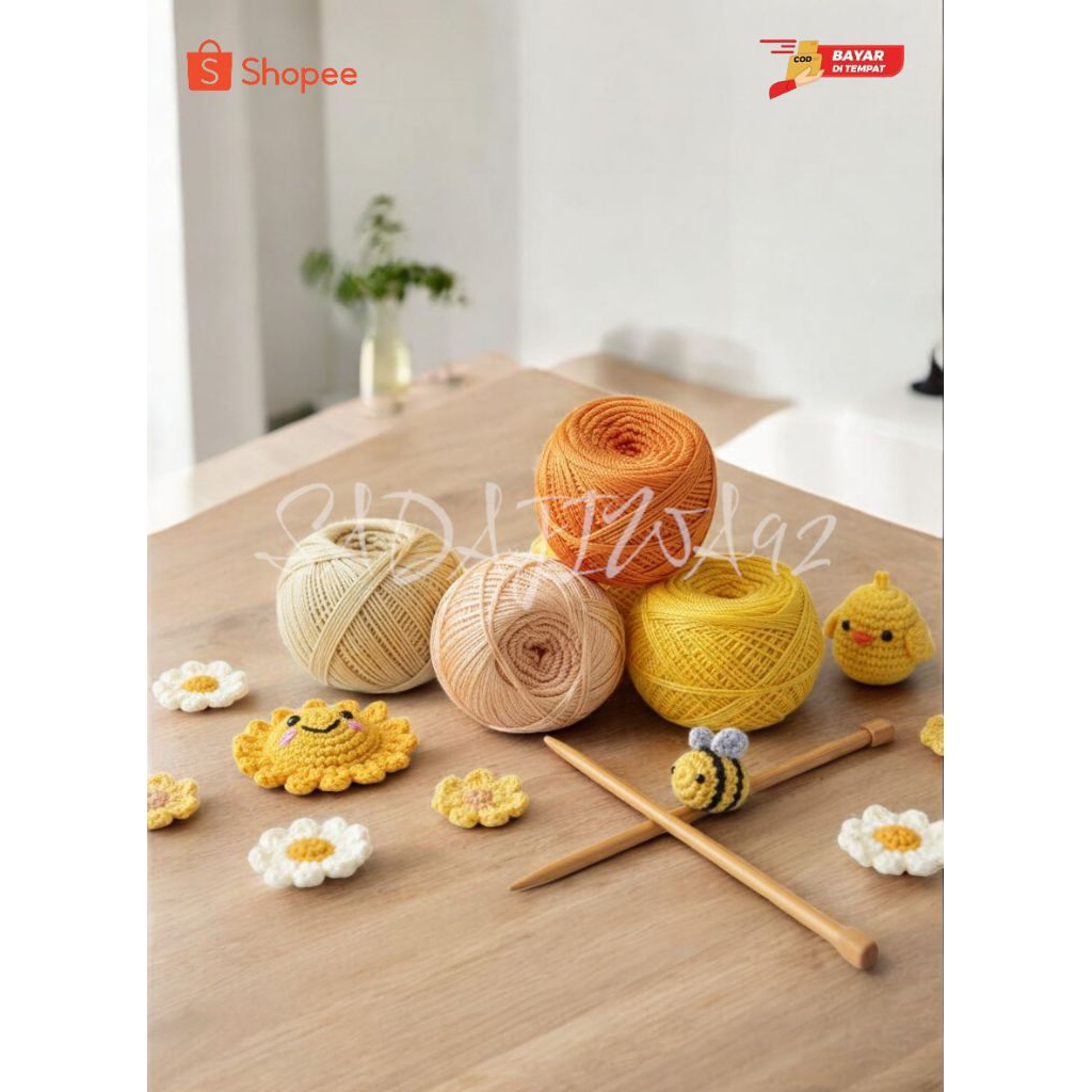 BENANG RAJUT POLY KILAP PILIH WARNA SERI KUNING / BENANG RAJUT POLYESTER / BENANG RAJUT / RAJUT / BE