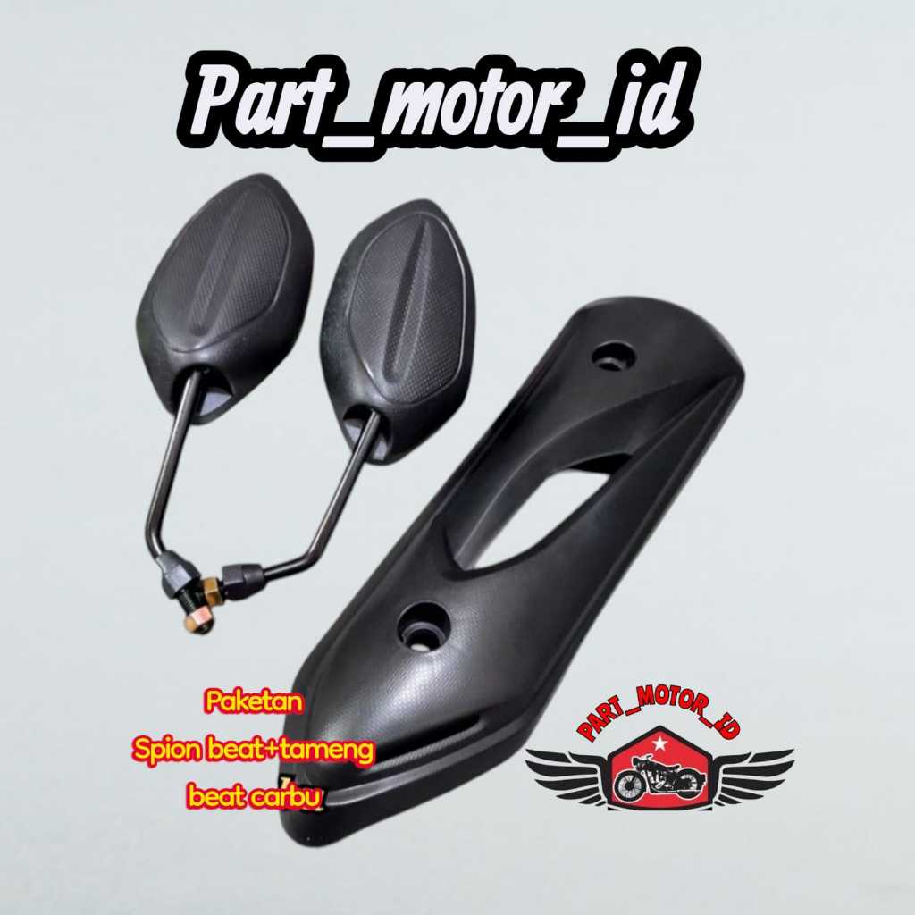 Spion Beat + Cover/Tameng Knalpot Beat Carbu | Paket Aksesoris Motor Honda Beat