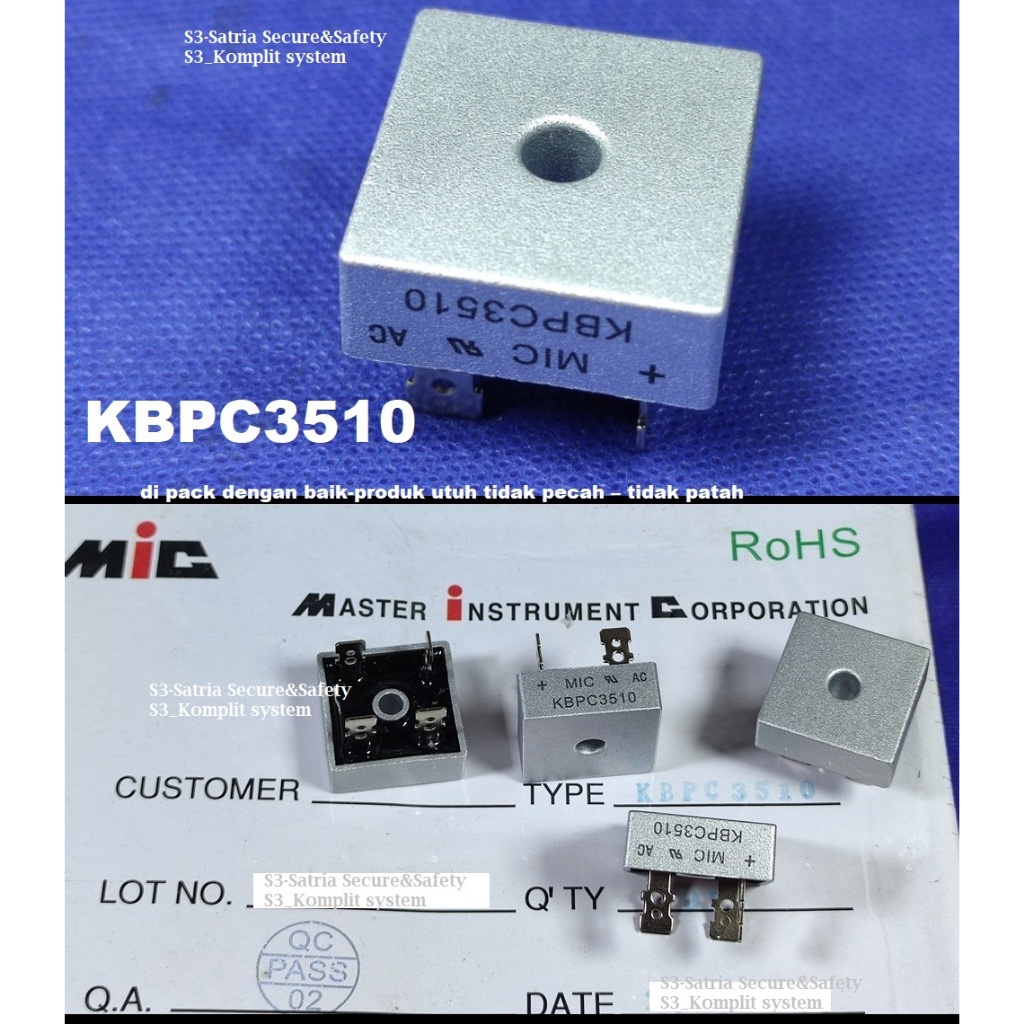 KBPC3510 MIC Dioda Bridge 35a KBPC 3510 35 amper diode kbpc3510 kotak Segi4  mic AC KBPC3510 kiprok 
