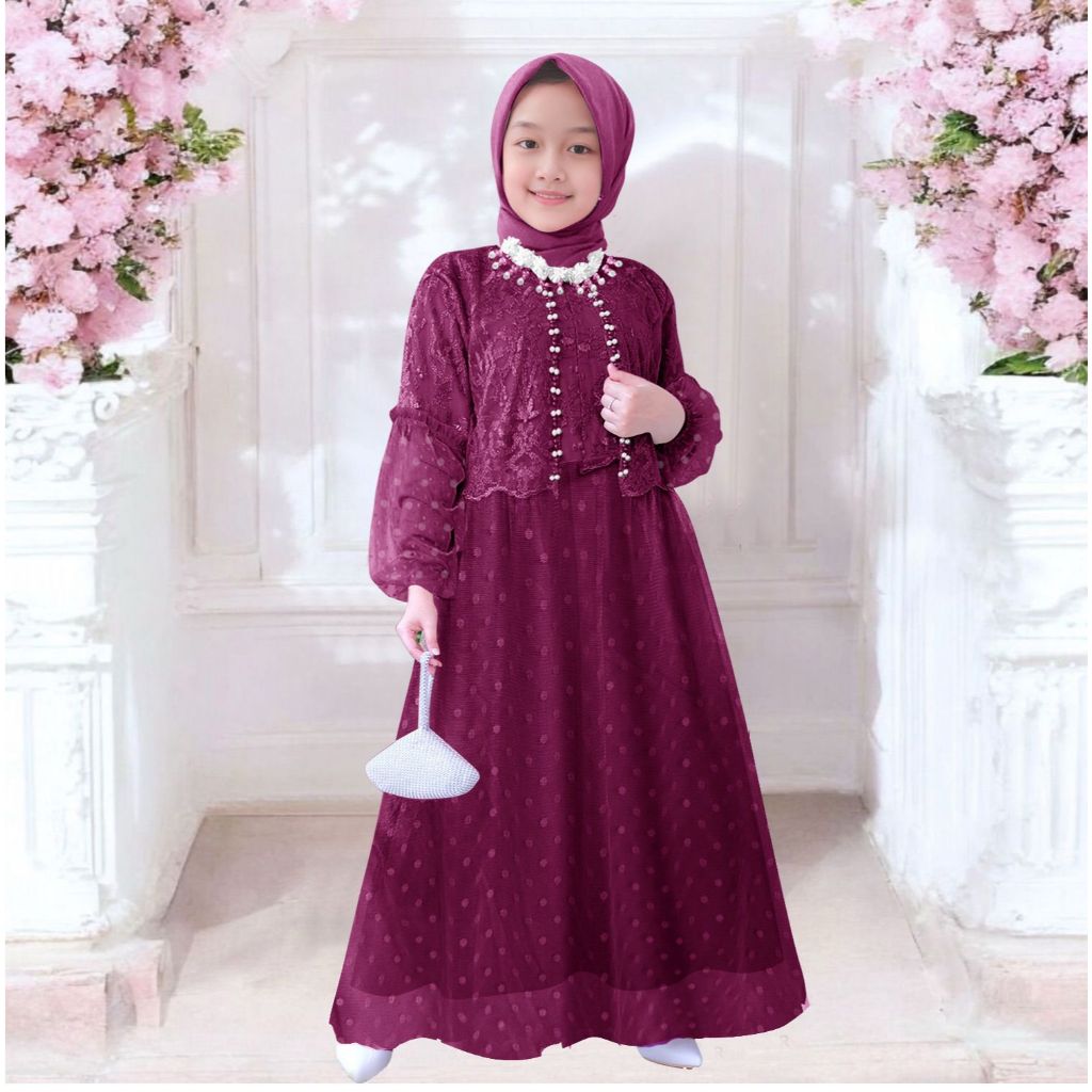 kids IKA (3-11tahun) Gamis Brokat Anak Perempuan Baju Pesta Anak Perempuan Gaun Anak Perempuan Mewah