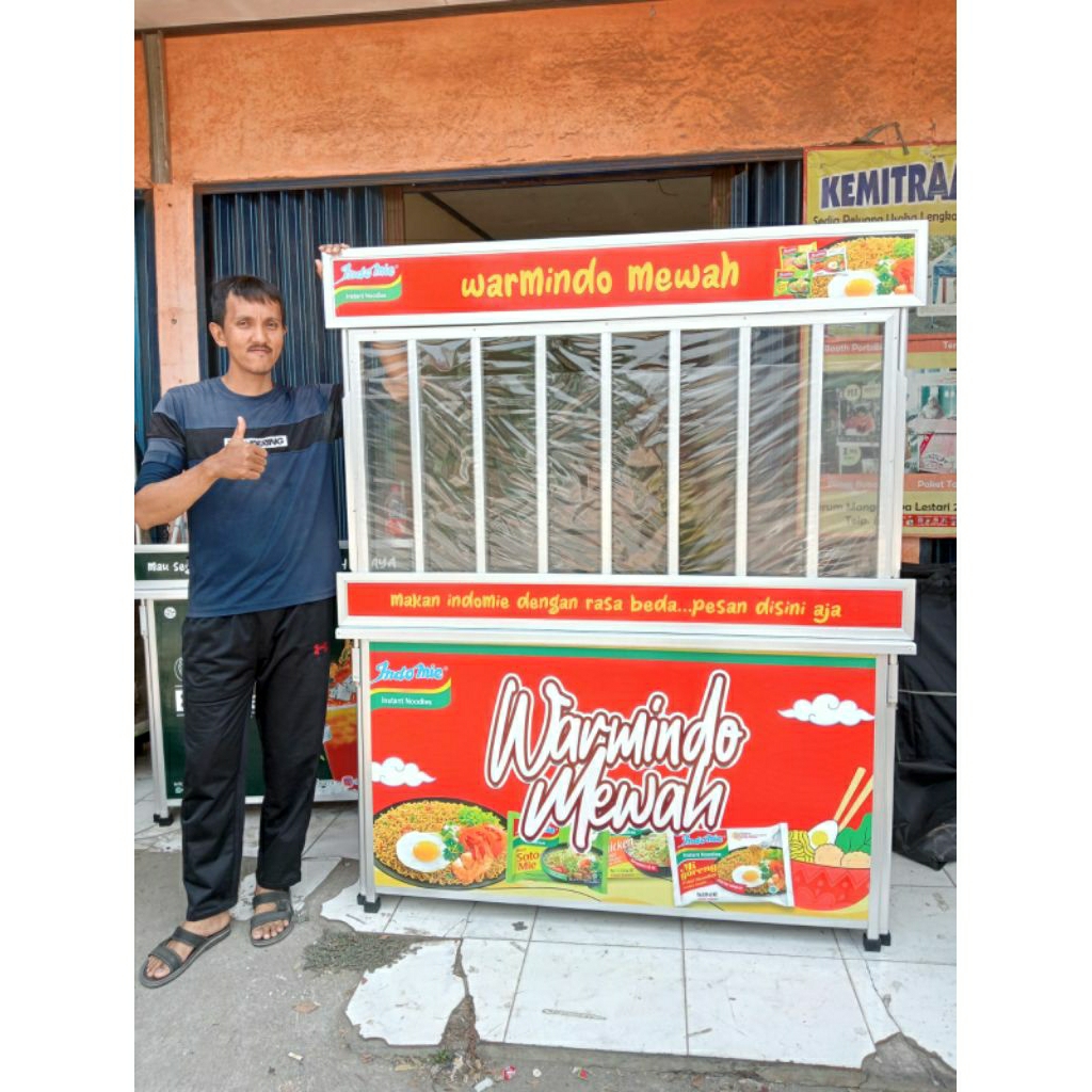 Booth Portable / Meja Lipat / Gerobak Lipat Bongkar Pasang ukuran 1,5 Meter cocok untuk jualan Warmi