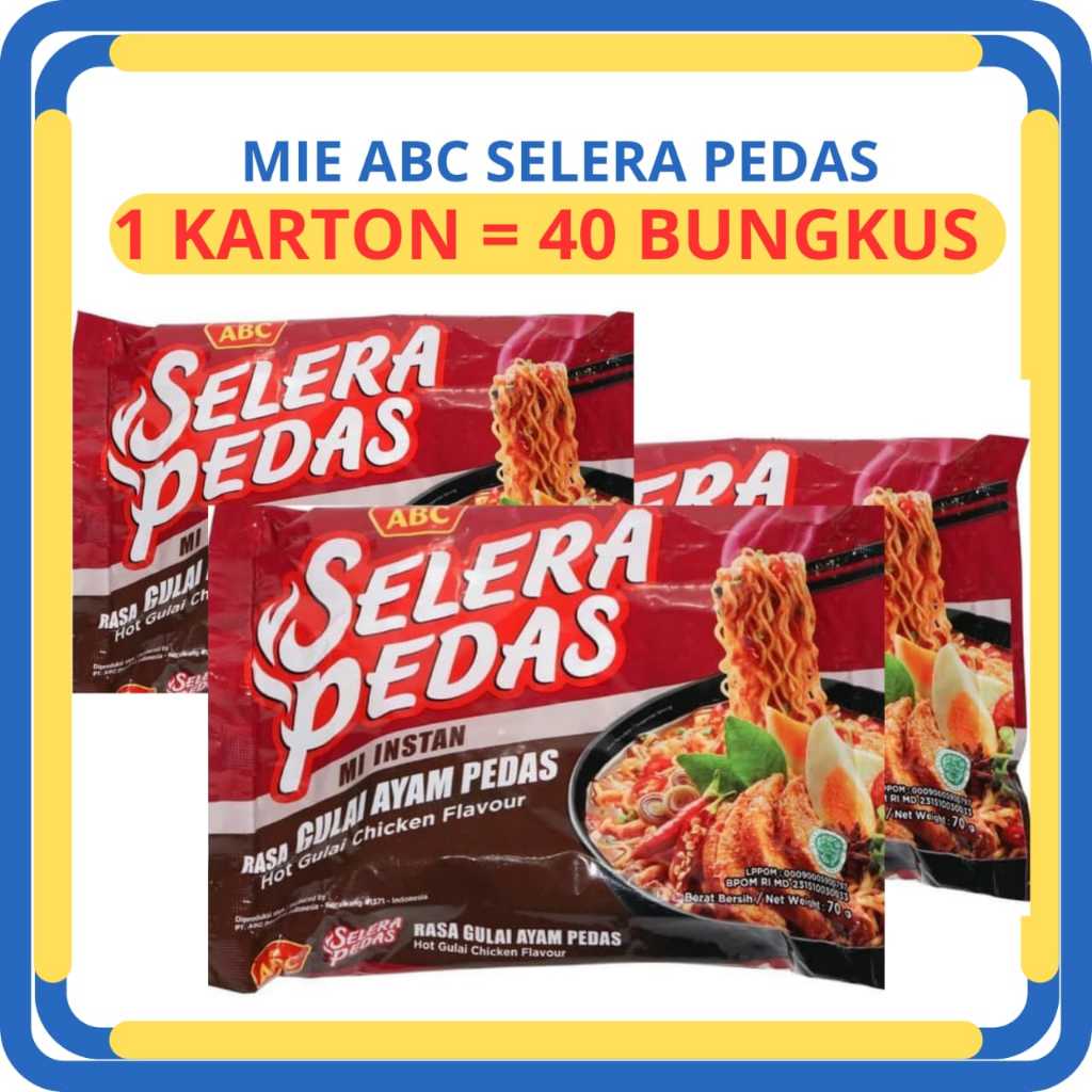 Mie ABC Selera Pedas Mie Instan 1dus 40pcs