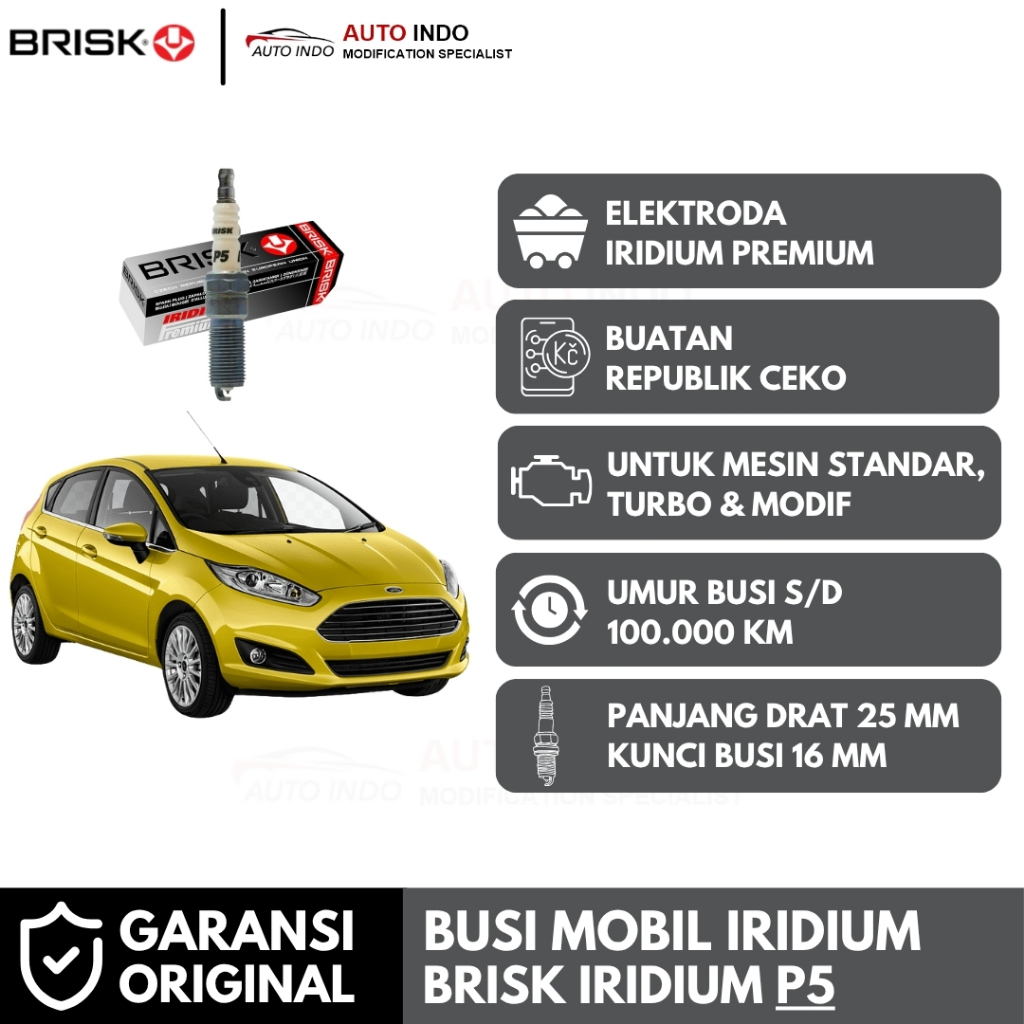 Busi Mobil Brisk Iridium P5 untuk Ford Fiesta | Garansi Ori