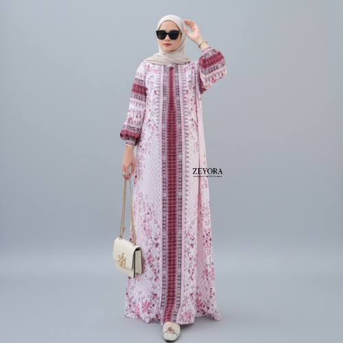 Elora Dress Gamis Panjang Rayon Terbaru Muslimah Model Lengan Balon