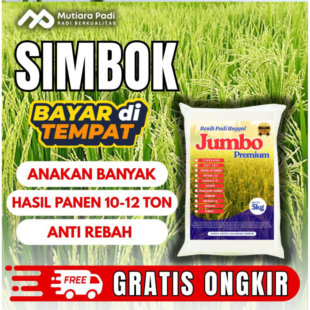 Benih Padi Simbok padi Unggul Bibit Padi Premium Kemasan 5Kg Super Pulen Simbok hasil melimpah