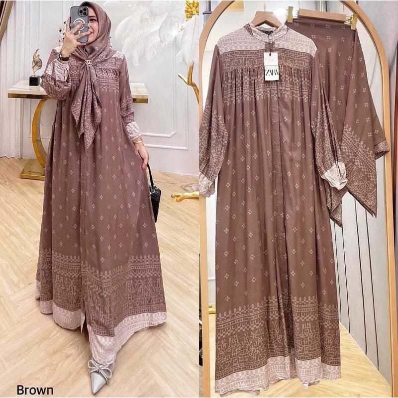 Gamis set hijab rayon diamond ori kombinasi - Gamis set hijab - Gamis rayon premium - Gamis Rayon su