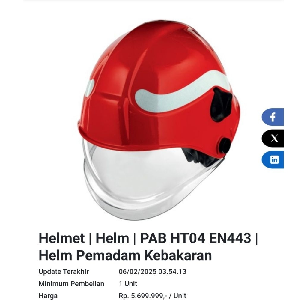 Helm pemadam kebakaran PAB HT04 original helmet safety second/bekas
