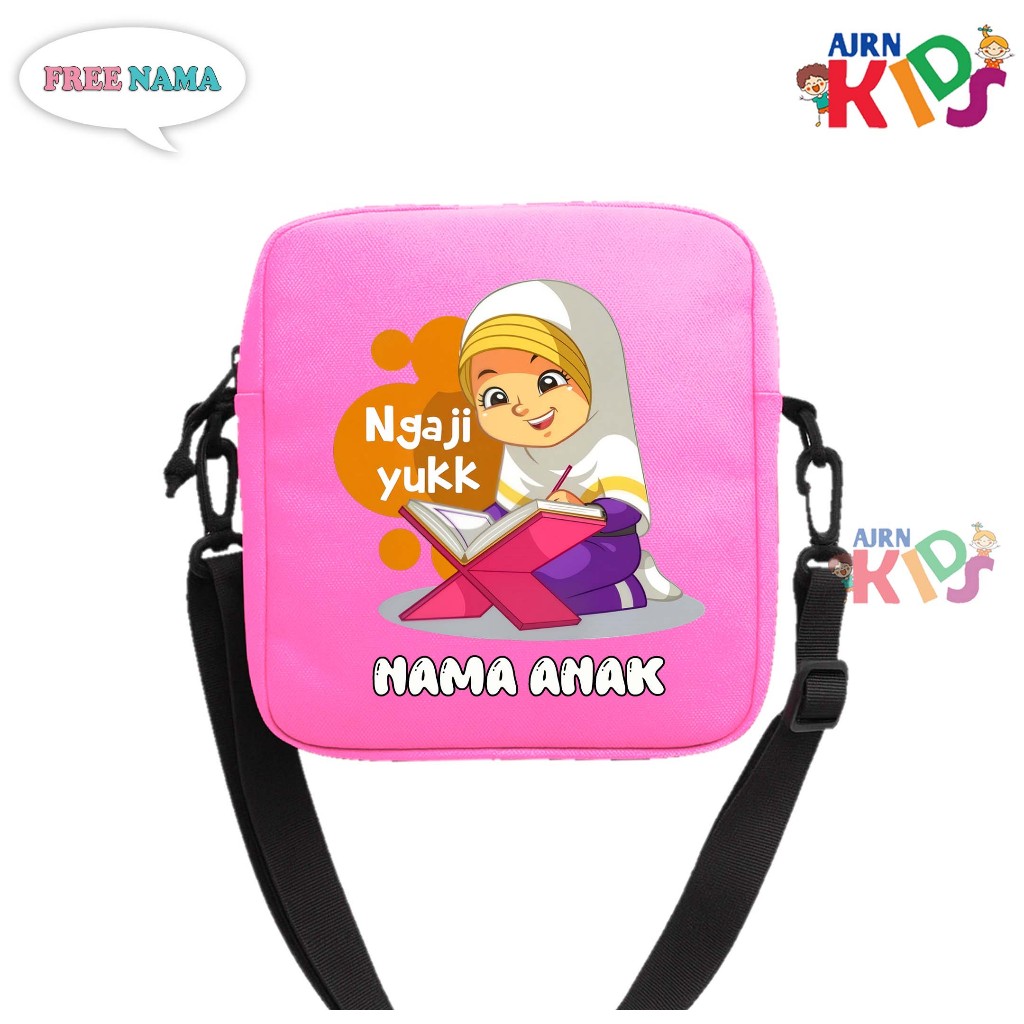 Tas Selempang Anak Perempuan Tas Ngaji Anak Bisa Masuk Buku/Iqro/Alquran Kecil Motif Terbaru Free Na