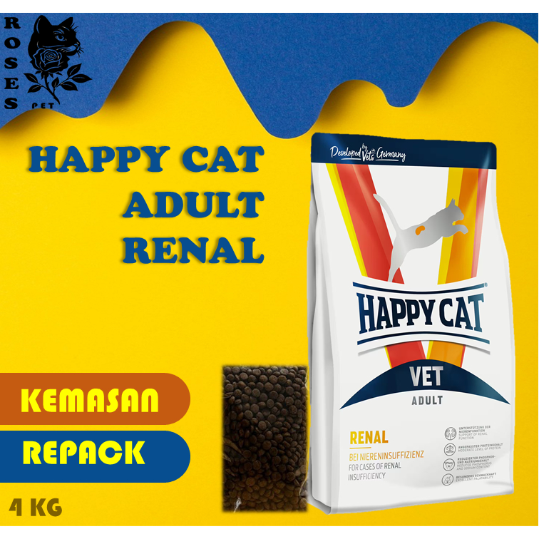(TERMURAH 1)MAKANAN KUCING HAPPY CAT RENAL 4KG KEMASAN BENING