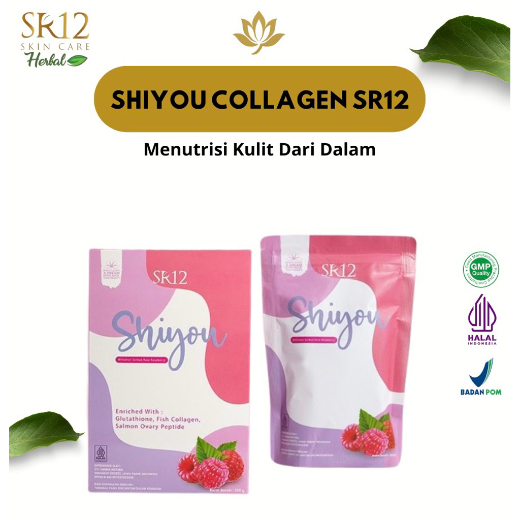 Minuman Kolagen SR12 Shiyou | Collagen Drink | Cerahkan Kulit, Anti Jerawat & Glowing Alami | Perbai