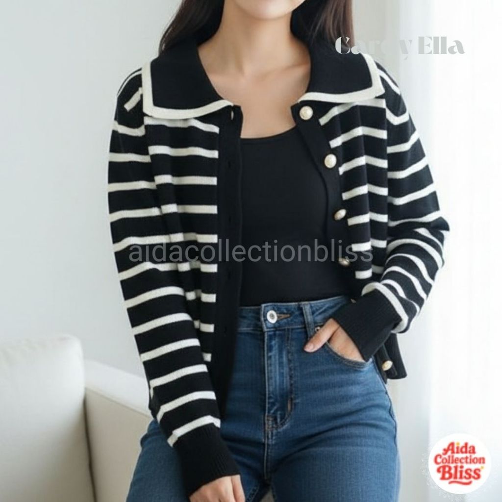 Ella Cardy Rajut Wanita – Cardigan Rajut Tebal Outer Korean Look Knitwear Kekinian