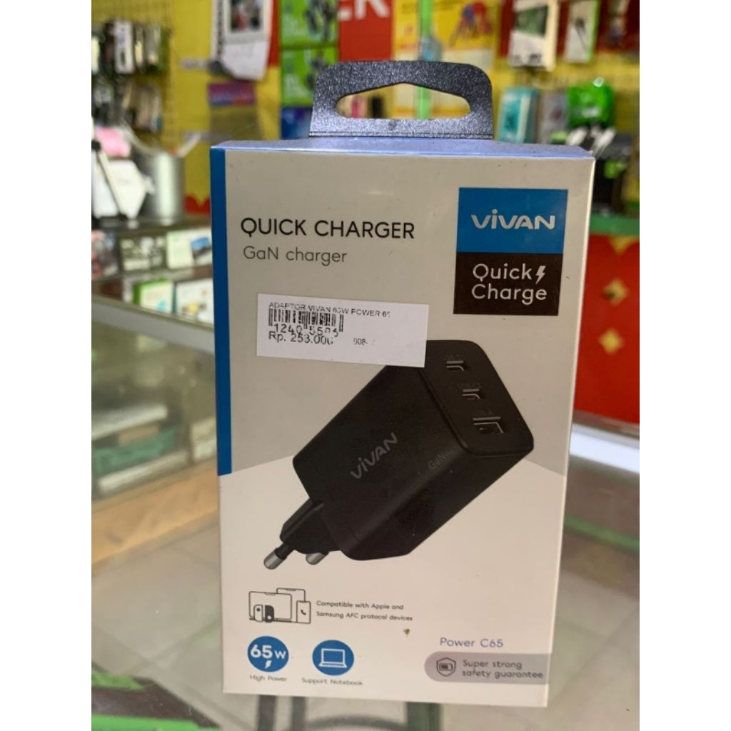ADAPTOR QUICK CHARGER VIVAN GAN CHARGER 65W