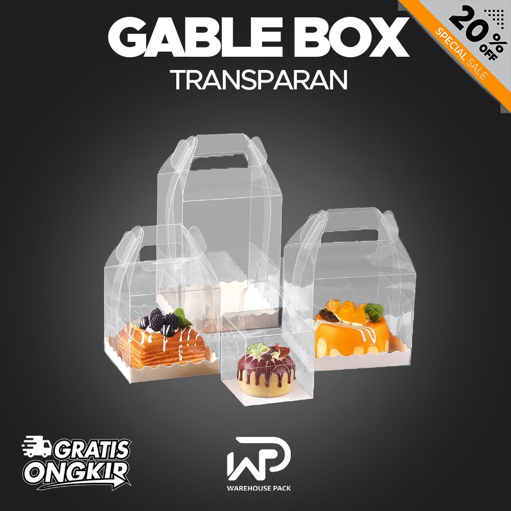 Box Mika Gable Transparant | Kotak Mika Kue Bolu Gulung | Box Mini Cake Ulang Tahun | Box Mika Bolu 