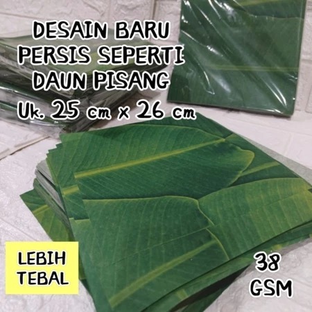 Kertas Nasi Kertas Laminasi Motif Daun Ukuran 25 x 26cm