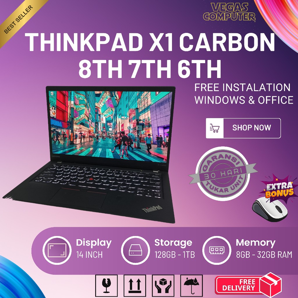 Lenovo Thinkpad X1 Carbon Core i7 i5 | 8th 7th 6th RAM 16GB SSD 1TB Touch