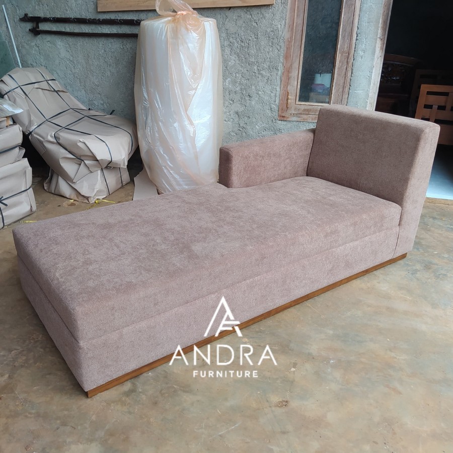 Sofa Panjang, Sofa Santai Minimalis, Sofa Pojok Rangka Jati Kain Malta