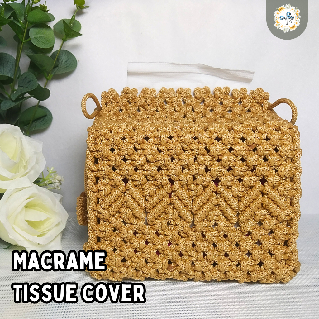 Kotak tisu macrame tali kur / Macrame tissue cover / Macrame tissue box / Tempat tisu tali kur