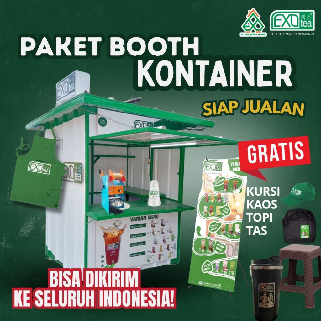 Paket Kemitraan Kontainer Exotea Usaha Minuman Teh Kekinian Lengkap