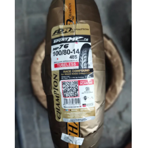 FDR - 100/80 - 14 Sport MP 76 Tubeless dan Pentil