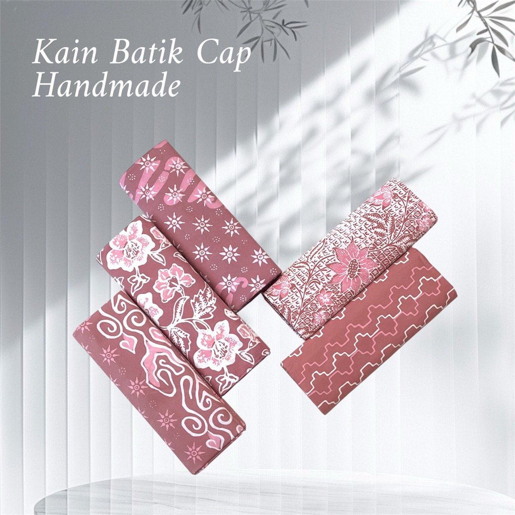 Kain Batik Cap Garutan 2 Warna Pink Coklat Batik Alusan Pekalongan