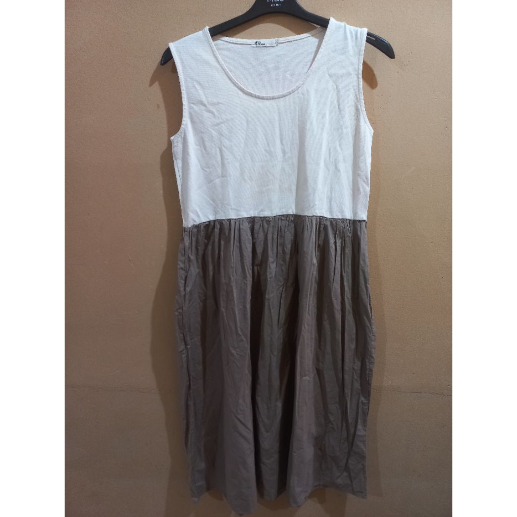 dress kutung warna cream - coksu
