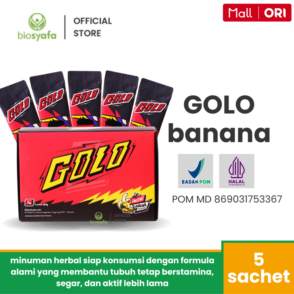 Mister GOLO Botanical I Privasi Aman I Banana Ginseng 1 box isi 5 sachet Suplemen Serbuk Official