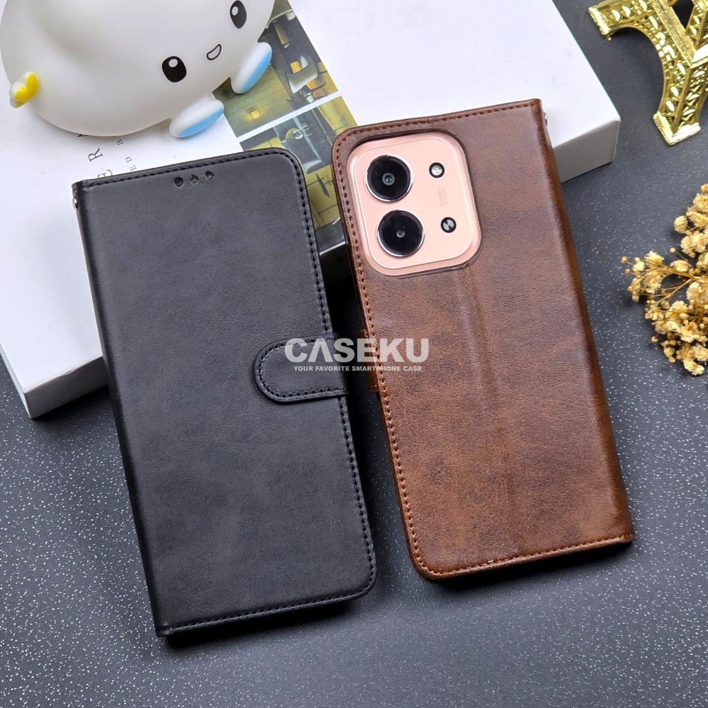 Case Sarung buku bahan Kulit Case Flip Leather Flip Wallet Case Redmi 15C Redmi 14C Redmi 13C