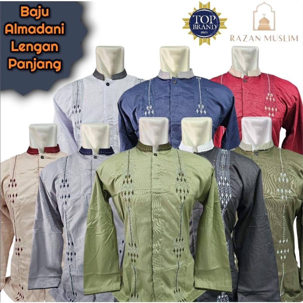Baju Muslim Koko Al Madani Bordir Lengan Panjang | Grosir Murah Berkualitas