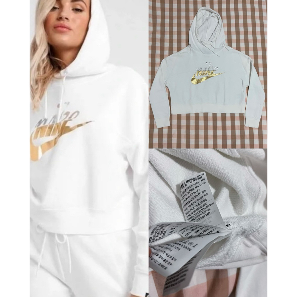 White Cropped Nike Hoodie