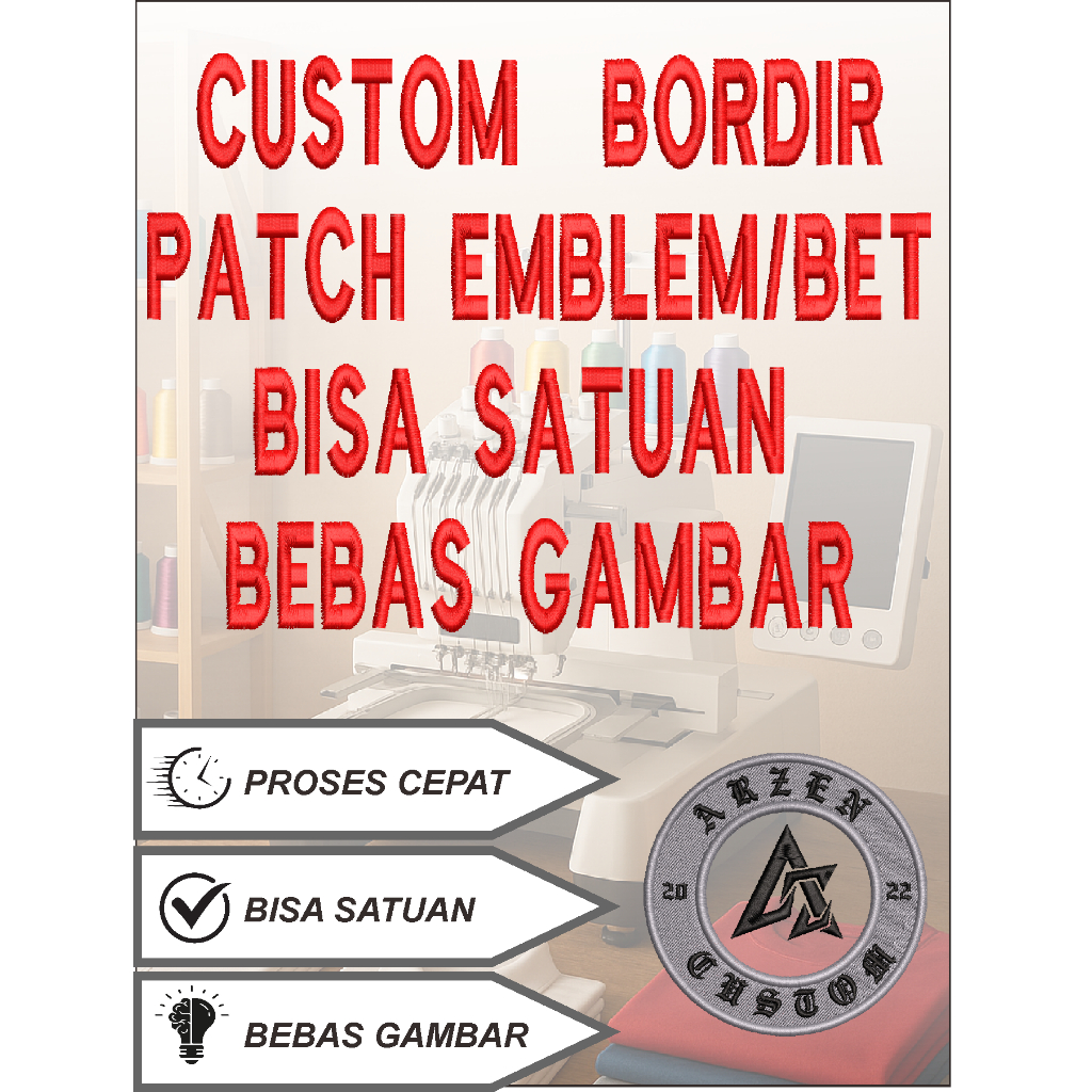 bordir logo satuan patch emblem bordir custom bet bordir satuan bordir logo satuan bebas design