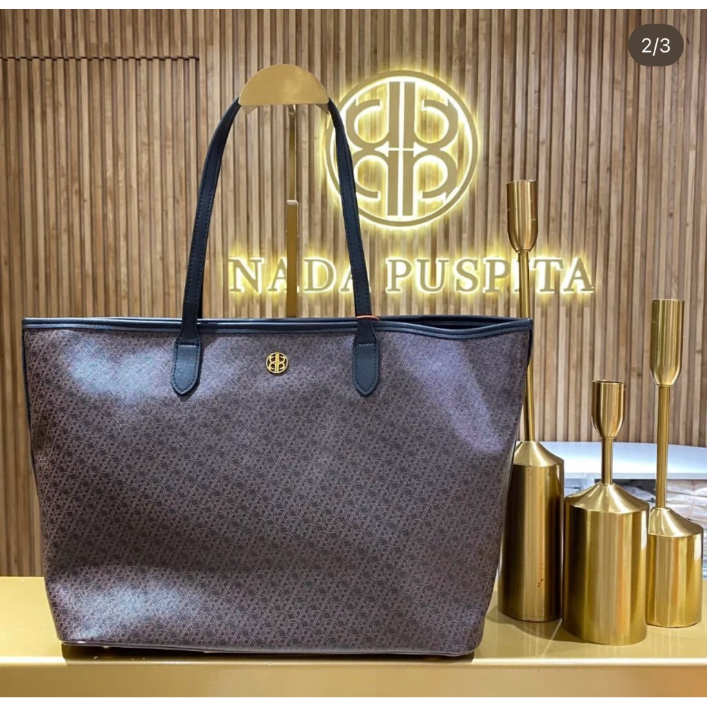 NEW NADAGRAM TOTE BAG BLACK MONOGRAM TAS NP NADA PUSPITA BALIKPAPAN SAMARINDA BARU BUKAN AS IS SALE 
